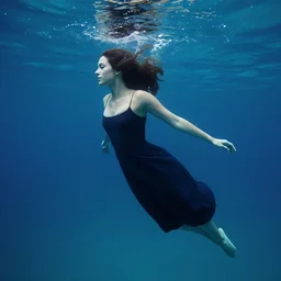 deep underwater photography of beautiful model in flat dress by emmanuel lubezki