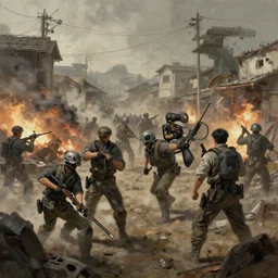 War scene by kim jung gi, trending on artstation