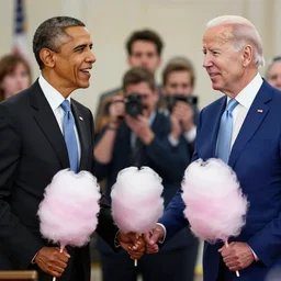 Barack Obama and Joe Biden made from cotton candy holding hands, Alena Aenami, Petros Afshar, Noah Bradley, Anton Fadeev, Anato Finnstark, Steve Henderson, Filip Hodas, Mark Keathley, Thomas Kinkade, Phil Koch, Gilbert Williams, Mike Winkelmann, Beeple