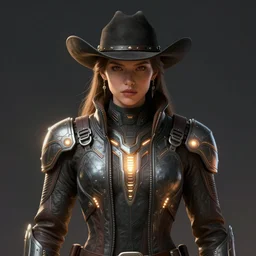 symmetry!! portrait of a cowboy, sci - fi, tech wear, glowing lights!! intricate, elegant, highly detailed, digital painting, artstation, concept art, smooth, sharp focus, illustration