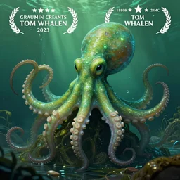 a movie poster for the film (green tentacle octopus) by Tom Whalen, highly detailed, award winning creature portrait, fantasy, artstation