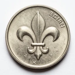 fleur - de - lis etched into a coin
