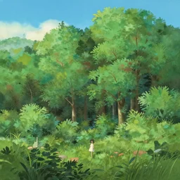 forest lanscape panorama by makoto shinkai in pixar style airbrush gouache