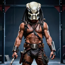 movie poster of a french crossfitter with Arnold Schwarzenegger in original 1986 Predator, high definition, mattepainting in the style of AVENGERS movie poster