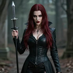 photo of a real-life vampire female assassin