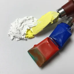 titanium white, cadmium yellow light, ultramarine blue, crimson, burnt sienna, viridian w 7 0 1