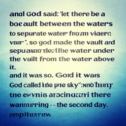 and god said,'let there be a vault between the waters to separate water from water '. so god made the vault and separated the water under the vault from the water above it. and it was so. god called the vault'sky'and there was evening, and there was morning - - the second day.