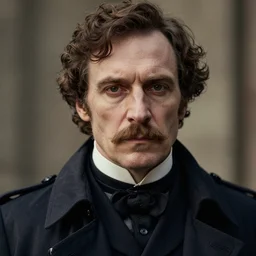 portrait of a victorian man in a trenchcoat, detailed face, victorian, close up, highly detailed, cinematic lighting, photograph by elliott & fry