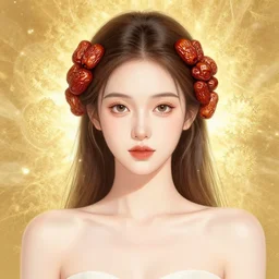 epic portrait photography beautiful goddess with golden glow background, drawing, intricate, sweet dried date fruits fractal, tea, symmetrical front, by amy leibowitz, wlop, jeremy lipkin, beeple, intricate, artgerm, ilya kuvshinov, golden clouds background