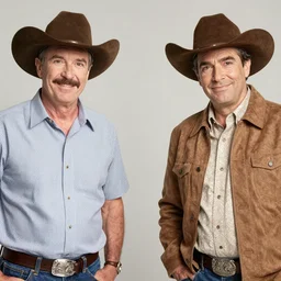 Tim Robinson and Sam Richardson from I think You should Leave, wearing the Lone Ranger cowboy hat and face disguise, photo from the sitcom Hot Shots Megee