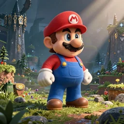 Super Mario, in the style of Skyrim concept art