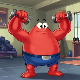Mr. Krabs shakes muscles in Gym from GTA San Andreas
