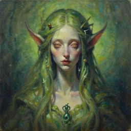a painting of the mother of nature, a character oil on canvas portrait by gerald brom and greg rutkowski, masterpiece, fantasy art, grotesque, artstation hq