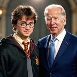 harry potter and joe biden standing proudly shoulder to shoulder ultra realistic, lens flare, atmosphere, glow, detailed, intricate, full of colour, cinematic lighting, trending on artstation, 4 k, hyperrealistic, focused, extreme details, unreal engine 5, cinematic, masterpiece, ultra realistic, hyper realistic, highly detailed, sharp focus, digital art