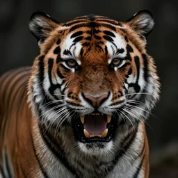 hyper detailed ultra sharp photorealistic portrait of an roaring tiger, somber gothic aesthetic, masterpiece, elite, illustration, art by melissa houpert, felix englund, greg rutkowski, organic matte painting, bleak color palette, hard edges, smooth, artstation trending 8 k