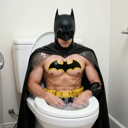 batman bathing in the toilet