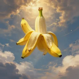 a digital painting of a holy banana descending from the heaven, holy, godly, divine, hyper realistic, full of details, octane render, 4 k, unreal engine, in the style of greg rutkowski
