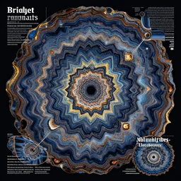 incomprehensible infographic, style of Bridget Riley, geode style, captivating, glamoured . Highly detailed, photographic, cinematic, dramatic, sublime, establishing shot.