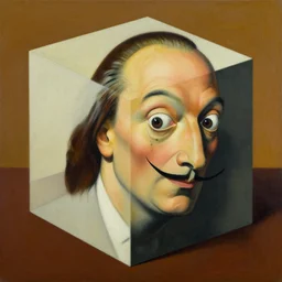 a surrealism painting of a cube, high detail, in the style of salvador dali.