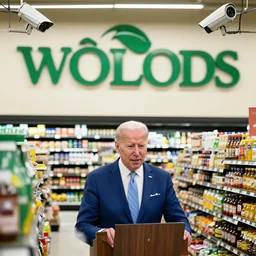 joe biden at whole foods grocery store, surveillance camera