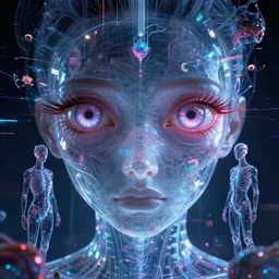 trapped in my conscious inside a utopian cyber galaxy, sky falling glitch, look me inside of my eyes, x - ray humans, transparent holographic being, holographic, bioluminiscent creatures, intricate artwork by beeple. octane render, trending on artstation, greg rutkowski very coherent symmetrical artwork. cinematic, hyper realism, high detail, octane render, 8 k