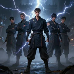 character concept, wide angle, full body, symmetrical, young man with dark ninja clothes. detailed, high quality, dynamic lightning, fantasy, scenematic. artwork by artgerm, wlop, alex ross, greg rutknowski, alphonse mucha
