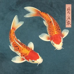 drowned koi fish, ukiyo - e