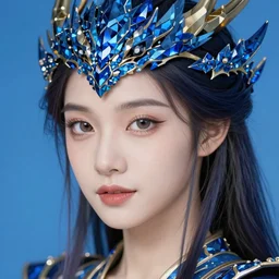 sapphire dragon bahamut, portrait of a beautiful woman, high detail, vibrant colors, face, by gaston bussiere, bayard wu, greg rutkowski, auguste bourotte, bastien deharme, masterpiece, sharp focus, cinematic lightning