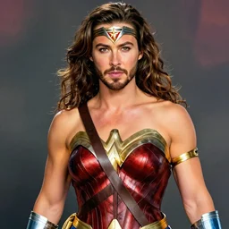 a beautiful colorful potrait photograph of Chris Hemsworth Chris Hemsworth Chris Hemsworth in Wonder Woman costume, makeup💄