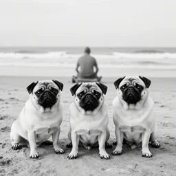 b & w photo of pugsley addams at the beach