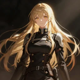 a beautiful woman anime character soldier with long flowing hair, artgerm, art station