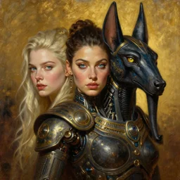 fantasy portrait oil painting, hybrid, reptilian, anya _ taylor - joy, bella hadid, halle berry, cybernetic anubis atlantean warrior, intense soul penetrating hypnotic eyes, oil painting, francois boucher, rpg portrait, william - adolphe bouguereau, michael cheval, steampunk, hyperdetailed, volumetric golden dappled dynamic lighting, highly detailed, cinematic lighting, unreal engine, 8 k, hd