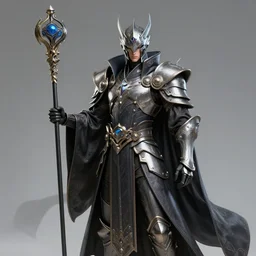 highly detailed magician god holding a divine staff character design, cyberpunk metal helmet and armor, cape, warframe, chinese mythological style, cyberpunk, elegant, highly detailed, ray tracing, smooth, sharp focus, art by fenghua zhong, peter mohrbacher, ruan jia, liuyuan lange, akiya kageichi, ayami kojima, joseph leyendecker