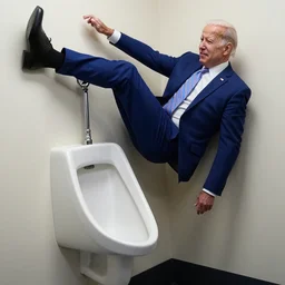 joe biden falling off a urinal