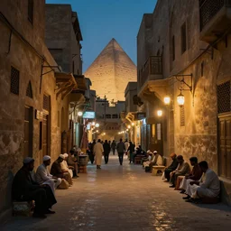 cairo old streets + night life of 1 9 4 0, muizz street + street beggars + highly detailed, 8 k matte, cinematic lighting, artstation, matte painting, volumetric lighting