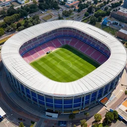 4 k hd, high resolution photograph of santiago bernabeu stadium from above, full colour, shot with sigma f / 4. 2, 2 5 0 mm sharp lens, wide shot, high level texture render