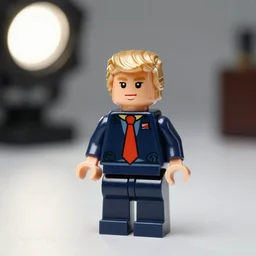 lego figurine of donald trump, studio lighting, macro lens, high quality