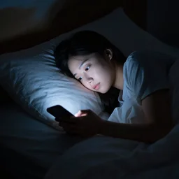 lying in bed in the dark on the phone avoiding going to sleep, 2 am, cozy, phone lit