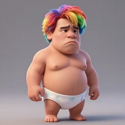 sad rainbow haired mike tyson in diaper as a pixar disney character from up ( 2 0 0 9 ), unreal engine, octane render, 3 d render, photorealistic