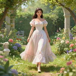 a princess strolling through her garden, made by stanley artgerm lau, wlop, rossdraws, artstation, cgsociety, concept art, cgsociety, octane render, trending on artstation, artstationhd, artstationhq, unreal engine, 4 k, 8 k,