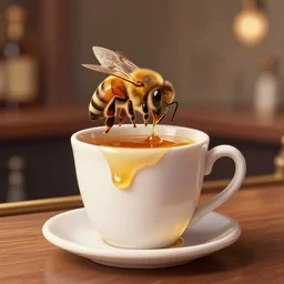 a bee drinking honey from a mug at a bar, from a fantasy point and click 2 d graphic adventure game, art inspired by thomas kinkade, king's quest, sierra entertainment games