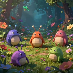 tardigrades!!! low poly, pixar, surreal tardigrade animals, nostalgia for a fairytale, magic realism, flowerpunk, mysterious vivid colors by andy kehoe, amanda clarke, mattey y su universo pop en un mundo de gediminas pranckevicius