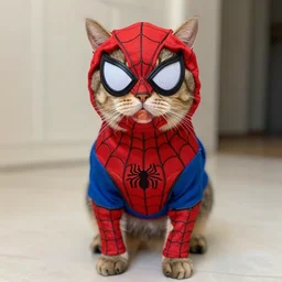 a cat dressed as spider - man