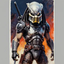 ! dream a painting of the poster for predator ( 1 9 8 7 ), a fine art painting by ron walotsky, trending on deviantart, neo - primitivism, movie poster, poster art, sci - fi