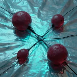 technological mitosis, cell shaded, hyperrealism, reflective fabric, refractive surfaces, chiaroscuro, minimalism!, maroon highlights, loose wires, black ooze, cyan lighting, vibrant, by gil elvgren and greg rutkowski and ilya kuvshinov and anton fadeev and giger