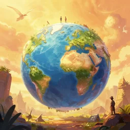 few people in a post apocalyptic earth as seen by greg rutkowski, bright theme, enchanted, warm colors, high quality, waw, trending on artstation