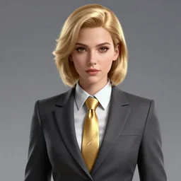 woman wearing suit with golden tie, golden hair, cinematic, artstation, digital art