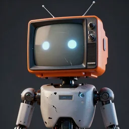 a robot with a ( ( ( broken ) ) ) old tv head, concept art, matte painting, trending artstation, octane render, cinematic lightning, 8 k