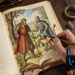 youtube streamer, medieval book illustration , stunning masterpiece