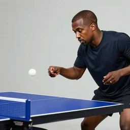 kanye west playing table tennis against himself